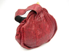 1950's-60's RED Cobra SNAKE Skin Wristlet Purse - DECO Style