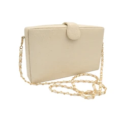 1990's-2000's CREAM BONE Alligator Skin Clutch Shoulder Bag - MAXIMA!