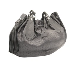 XL 2010's Black OSTRICH SKIN Shoulder Bag - NINA RAYE!