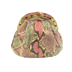 1990's PINK, PURPLE & GREEN PYTHON Snake Skin Clutch Shoulder CROSS Body Bag - G
