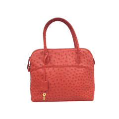 RED Early 2000's SISO 12 x 10 BOLIDE Style Ostrich Skin Handbag