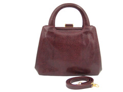 Gorgeous 1990's Red Mahogany Lizard Skin Handbag Shoulder Bag - SUAREZ