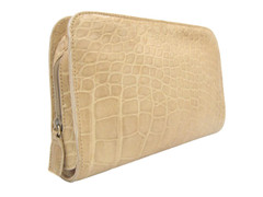 Warm TAN 1990's Chic ALLIGATOR Belly Skin Clutch - MAURO GOVERNA