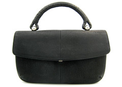 Timeless  XL Jet Black Matte SHARK Skin Handbag SATCHEL
