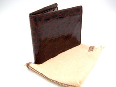 Chocolate Brown SWANK 1960's ALLIGATOR Belly Skin Billfold Wallet in Box!