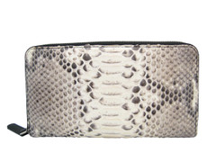 New! 2010's Cream & Black PYTHON Snake Skin Zippered WALLET Clutch Bag