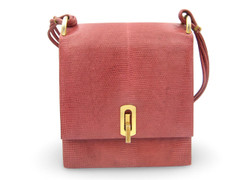 XL Foxglove Rose Pink 1970's LIZARD Skin Shoulder Bag - LA JEUNESSE
