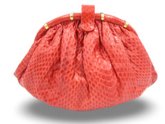 Petite RED 1990's Cobra Snake Skin Clutch Shoulder Clutch Bag - Lisette