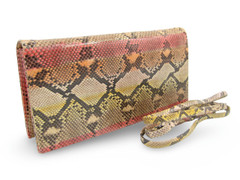 ANDREA PFISTER Pastel Python 1980's-90's Snake Skin Python Clutch Shoulder