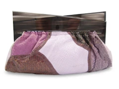 Patchwork Purple 1960's Deco Style Cobra Snake Skin Clutch w/LUCITE Frame