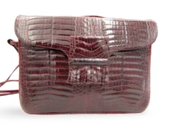 Dark Burgundy ALFRED ROTH 1980's-90's CROCODILE Skin Shoulder Bag