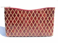 Large 12.5" BURGUNDY 1940's-50's PATCHWORK Alligator Skin CLUTCH