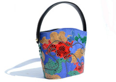 CARLOS FALCHI 1980's-90's Blue Suede & Python Snake Skin Handbag