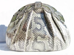1970's-80's FINESSE LA MODEL METALLIC PYTHON Snake Skin Clutch