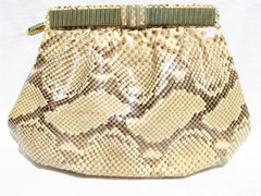 1970's-80's Susan Gail PYTHON Snake Skin CLUTCH Cross Body Shoulder Bag