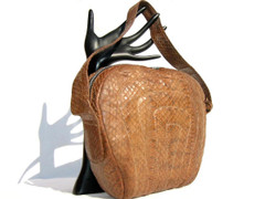 LEDERER de PARIS 1960's Quilted COBRA Snake Skin SHOULDER Bag