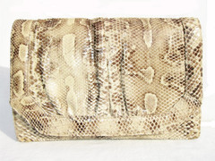 Ample 1970's-80's PYTHON Snake Skin CLUTCH Shoulder Bag - VARON