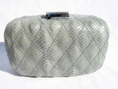 Gray QUILTED SEA Snake Skin CLUTCH Shoulder Bag - SERPUI MARIE
