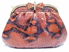 1970's Peach/Purple PYTHON Snake Skin Clutch Shoulder Bag