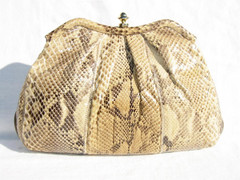 1970's-80's PYTHON Snake Skin CLUTCH Shoulder Bag - PALIZZIO