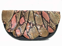 CAPRICE 1960's Scalloped PASTEL PYTHON Snake Skin CLUTCH Bag