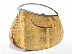 UNIQUE 1950's-60's Lizard Skin Bag w/Structured Silver Handle