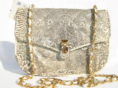 QUILTED 1980's MONITOR (Ring) Lizard Skin Shoulder Bag - LEO REXX