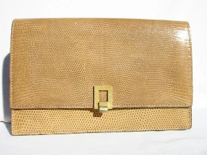  TAN 1960's Lizard Skin Shoulder Bag CLUTCH Bag - LEDERER 