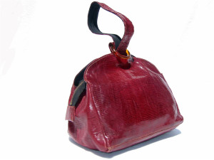  Gorgeous RED 1950's-60's Lizard Skin Wristlet Handbag w/LUCITE! 