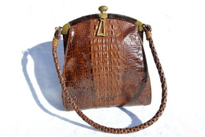  Early 1900's Petite EDWARDIAN Hornback ALLIGATOR Handbag 