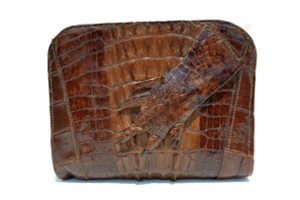  Late 1800's Petite Cognac Victorian Alligator Paw CLUTCH Purse 