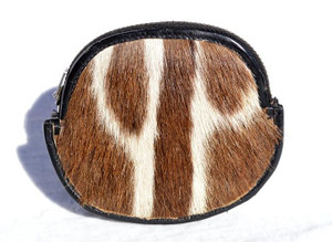  Large 1960's GENUINE ZEBRA HIDE FUR Zippered Change Purse 