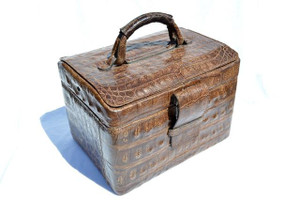  Traveller 1990's CROCODILE Skin Carry-on LUGGAGE Bag Toiletries Case 
