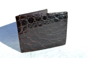  Men's 1950's-60's Slim Brown ALLIGATOR Skin Wallet Billfold 