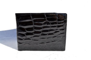  Men's Unused 1980's-90's Slim Black ALLIGATOR Skin Wallet Billfold - ITALY 