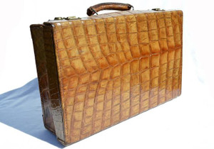  1930's-40's Antique ALLIGATOR Skin Travel Case Briefcase Luggage 