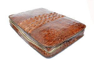  Gorgeous 1940's-50's HORNBACK CROCODILE Skin PORTFOLIO Case 