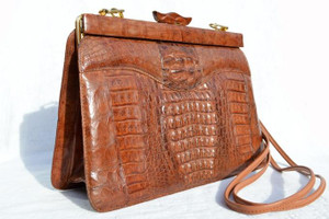  1950's-60's COGNAC Hornback CROCODILE Skin Shoulder Bag 