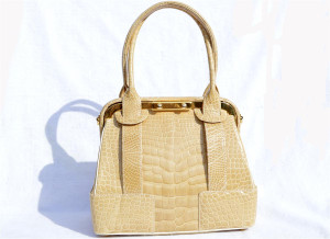  Helene 1980's Blonde ALLIGATOR Belly Skin Handbag SHOULDER Bag 
