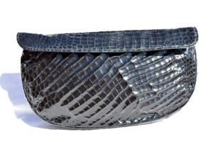  Vintage MIDNIGHT BLUE 1940's-50's Alligator Belly Skin Clutch Bag 