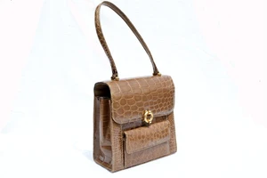  Unique Petite Light Brown TAN 1960's DEAUVILLE Alligator Handbag 