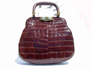  1950's-60's MILCH Chocolate ALLIGATOR Belly Skin Handbag 