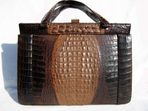  1980's HORNBACK Crocodile Skin Handbag 