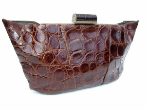  CHIC 13" 1940's-50's DECO Style Chocolate ALLIGATOR Skin CLUTCH 