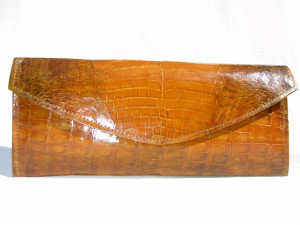  NEW 2007 DARK MUSTARD Crocodile Skin Envelope Clutch Bag 