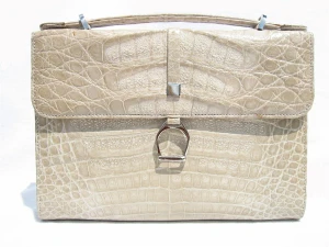  CREAM/TAUPE 1980's-90's CROCODILE Belly Skin CLUTCH Handbag 