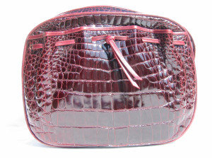  DEEP WINE Late 1980's ALLIGATOR Belly Skin Cross Body Shoulder Bag - ITALY 