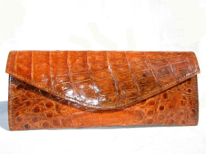  NEW 2007 PUMPKIN Crocodile Skin Envelope Clutch Bag 