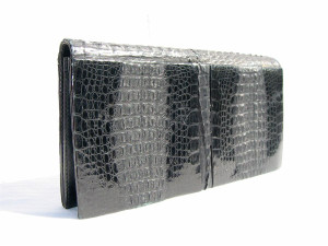  1950's-60's Black Double Hornback CROCODILE Clutch Bag 