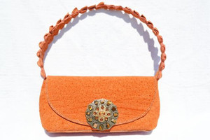  ROCKSTAR Jeweled Orange CROCODILE TAIL & SHARK Skin Shoulder Bag 